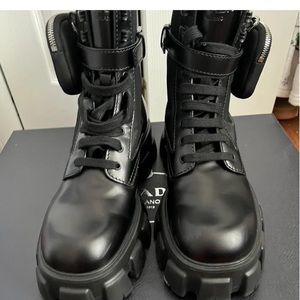 Men’s Prada Monolith Combat Boots Nylon Leather Chunky with Pouch can negotiate$